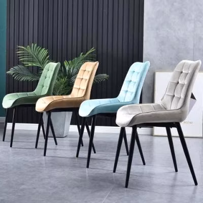 Wholesale Design Room Furniture Nordic Metal Leg Outdoor Wedding Chair MID Century Modern Restaurant Hall French Faux Leather Fabric Velvet Dining Chair