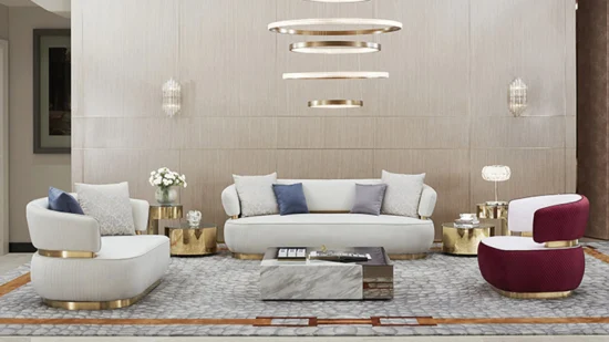 Zhida, nuevo conjunto de sofás italianos de alta calidad, sofá seccional de diseño, patas doradas, conjunto de muebles de lujo para sala de estar, sofá Modular con reposabrazos de forma redonda